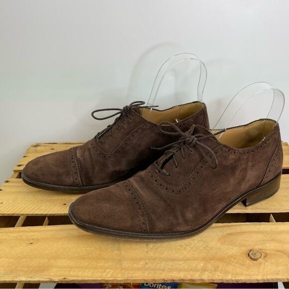 REISS brown suede leather men's oxford shoes size 42 made in Spain - Picture 1 of 15